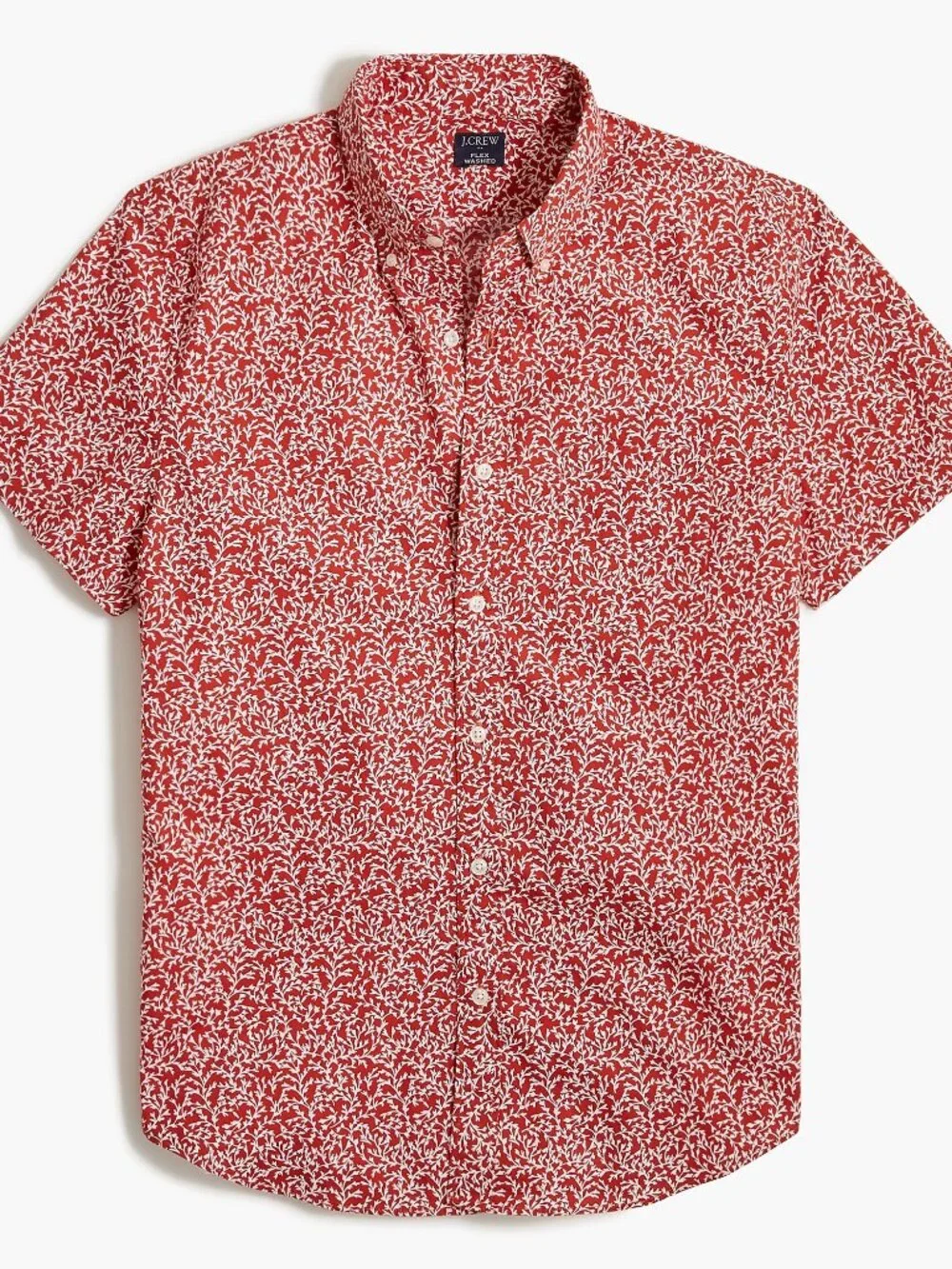 NWT J. Crew Mens Size Large Red Slim Short Sleeve Printed Flex Casual Shirt NEW
